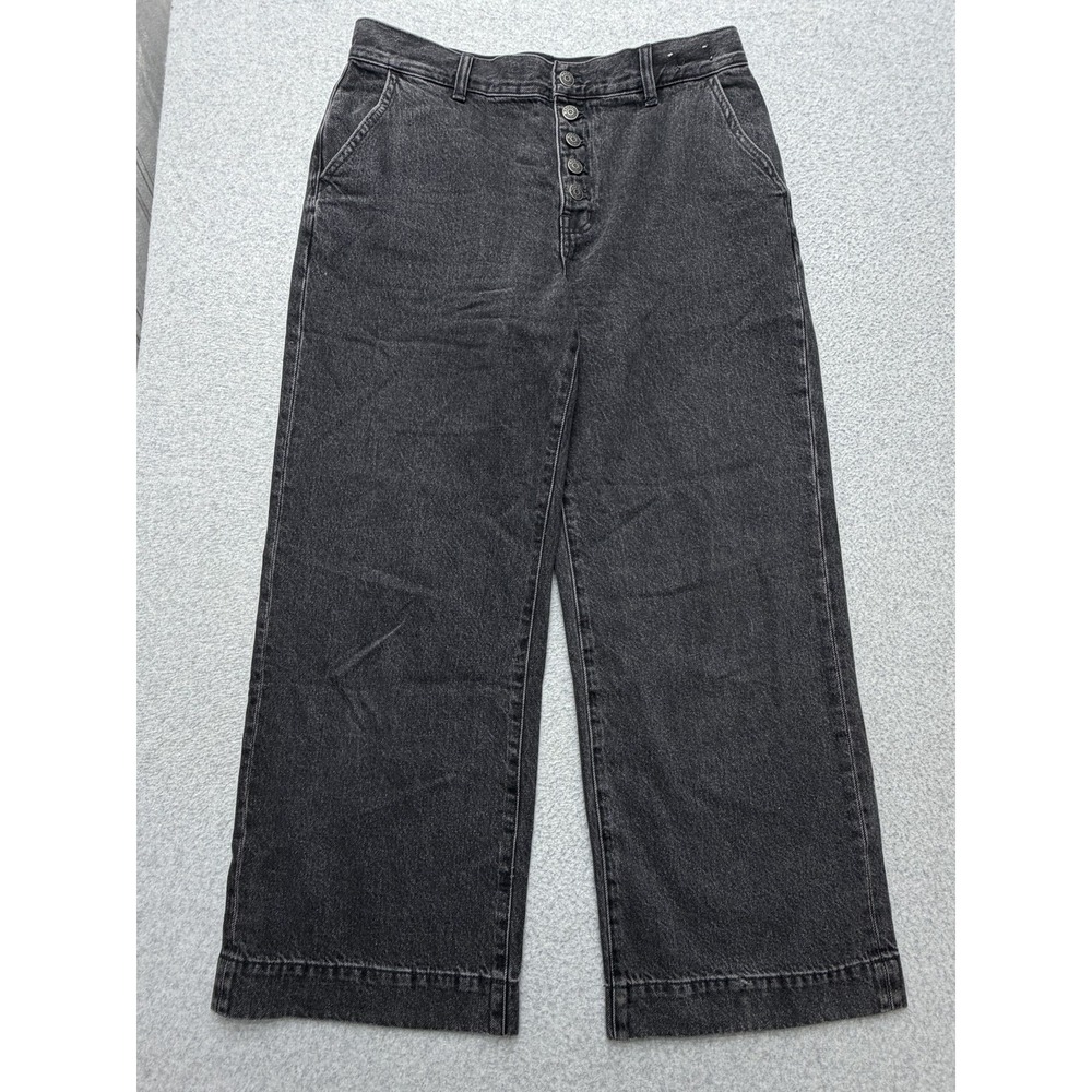Madewell Superwide-Leg Jeans Womens 30P Gray Charcoal Wash High Rise Denim